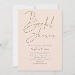 Minimalist Gold Silver Pink Cream Bridal Shower Invitation