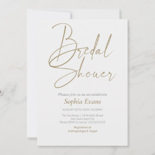 Minimalist Gold Silver White Smoke Bridal Shower Invitation