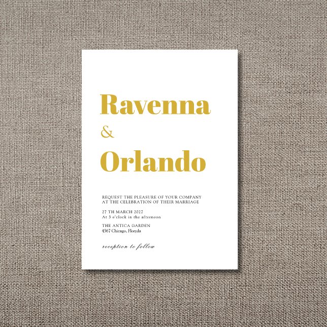 Minimalist Gold Simple Modern Wedding Invitation (Creator Uploaded)