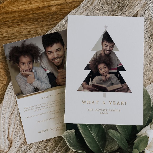 Minimalist Gold Simple What A Year Christmas Holiday Card (Creator Uploaded)