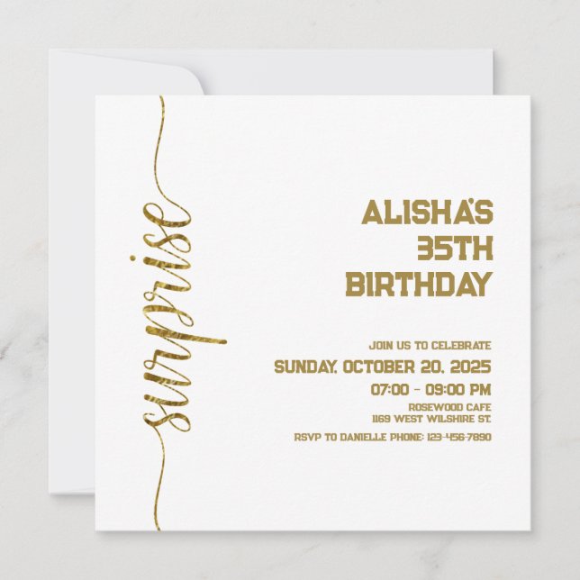 Minimalist Gold surprise birthday (Front)
