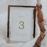 Minimalist Gold Table Number<br><div class="desc">This minimalist gold table number is perfect for a simple wedding. The modern romantic design features classic gold and white typography paired with a rustic yet elegant calligraphy with vintage hand lettered style. Customisable in any colour. Keep the design simple and elegant, as is, or personalise it by adding your...</div>