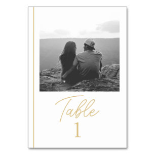 Minimalist Gold Table Number with Photo