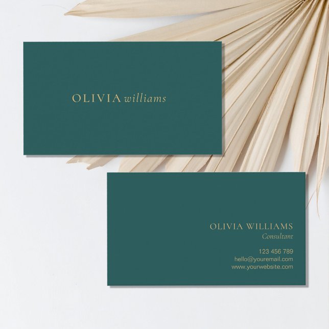 Minimalist Gold Teal Simple Professional Business Card (Creator Uploaded)