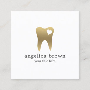 Minimalist Gold Teeth Dental Square Business Card