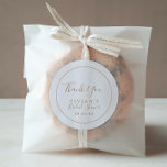 Minimalist Gold Thank You Bridal Shower Favour Classic Round Sticker<br><div class="desc">These minimalist gold thank you bridal shower favour stickers are perfect for a simple wedding shower. The modern romantic design features classic gold and white typography paired with a rustic yet elegant calligraphy with vintage hand lettered style. Customisable in any colour. Keep the design simple and elegant, as is, or...</div>