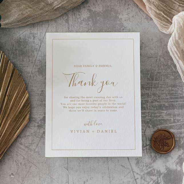 Minimalist Gold Thank You Reception Card (Creator Uploaded)