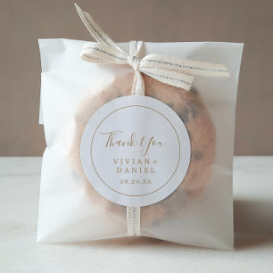 Minimalist Gold Thank You Wedding Favour Sticker