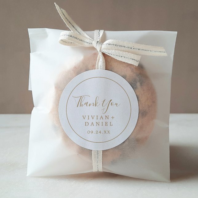 Minimalist Gold Thank You Wedding Favour Sticker (Creator Uploaded)