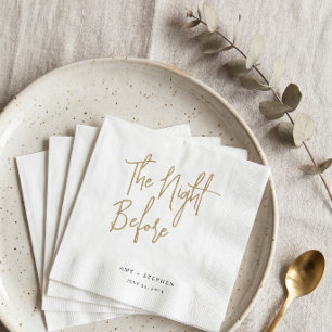 Minimalist Gold the Night Before Rehearsal Dinner Napkin