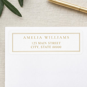 Minimalist Gold Two Border Return Address