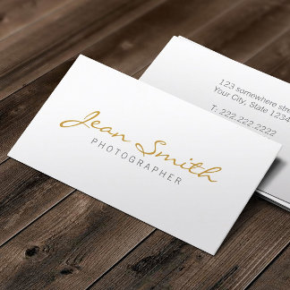 Minimalist Gold Typography Elegant Plain Business Card