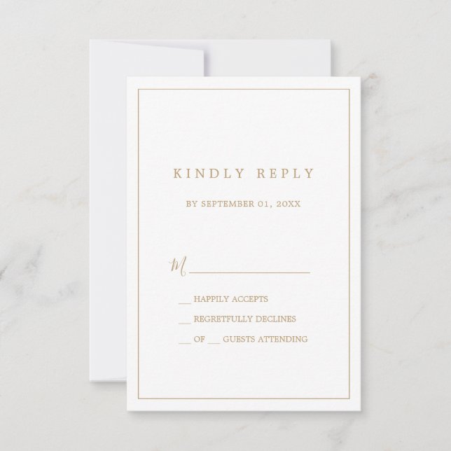 Minimalist Gold Typography Simple RSVP Card (Front)