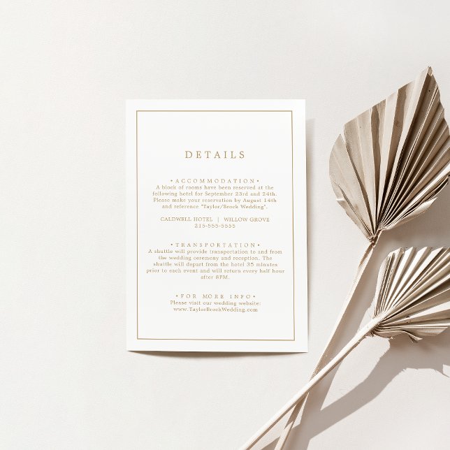 Minimalist Gold Typography Wedding Details Enclosure Card (Creator Uploaded)