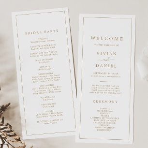 Minimalist Gold Typography Wedding Program Programme