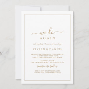 Minimalist Gold We Do Again Vow Renewal Invitation