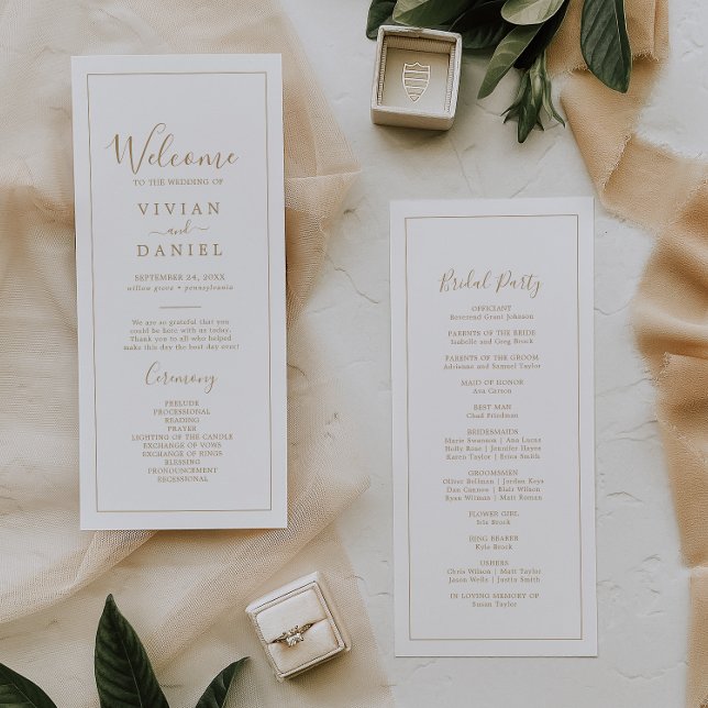 Minimalist Gold Wedding Program Programme (Creator Uploaded)