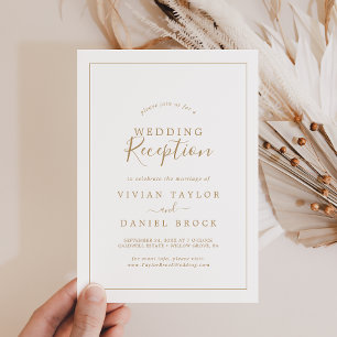 Minimalist Gold Wedding Reception Invitation