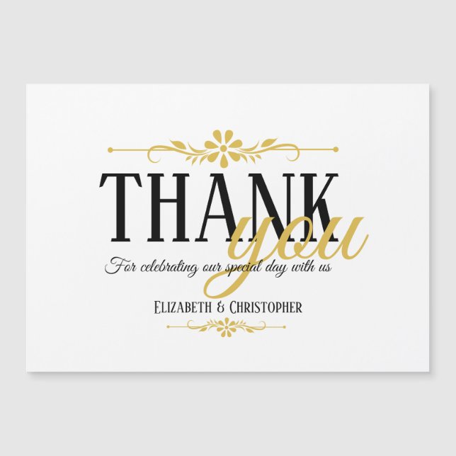 Minimalist Gold Wedding Thank You Magnet Souvenir (Front)
