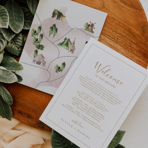 Minimalist Gold Welcome Letter Itinerary & Map