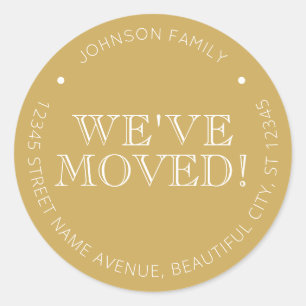 Minimalist Gold We've Moved Moving New Address Classic Round Sticker