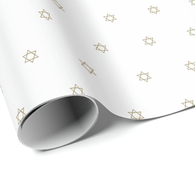 Minimalist gold white Magen David pattern elegant Wrapping Paper (Roll Corner)