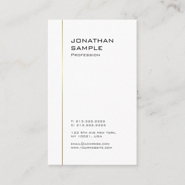 Minimalist Gold White Template Professional Modern Business Card (Front)