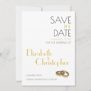 Minimalist Gold White Wedding Save The Date