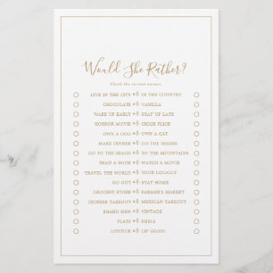 Minimalist Gold Would She Rather Game Flyer