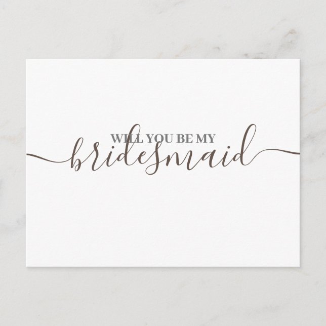 Minimalist Golden Bridesmaid Wedding Invitation Postcard (Front)