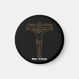 Minimalist Golden Crucifixion Art Christ Is King Magnet