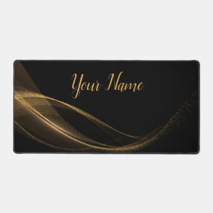 Minimalist Golden Dust Glitter Abstract Flowing  Desk Mat