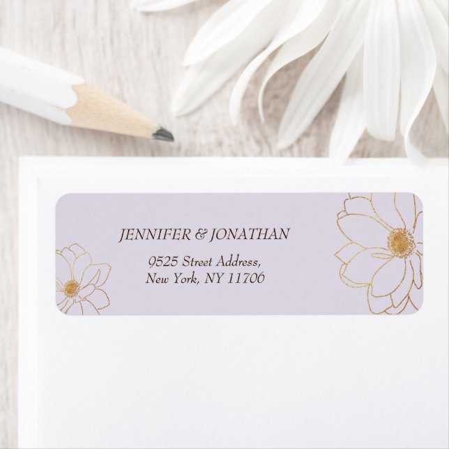 Minimalist golden flower lavender  Return Address (Insitu)