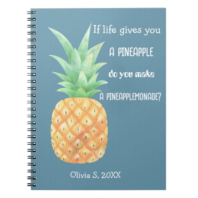 Minimalist Golden Pineapple Personalised Notebook (Front)