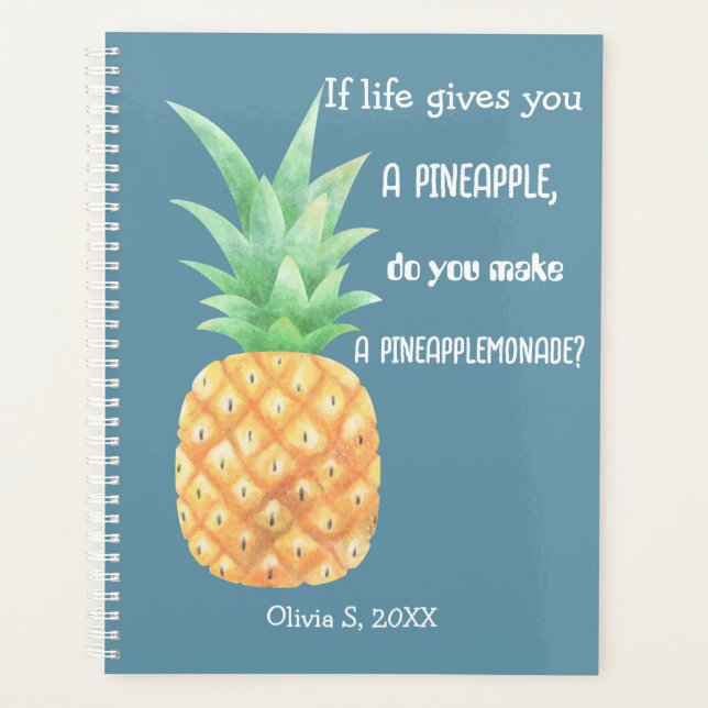 Minimalist Golden Pineapple Personalised Planner (Front)