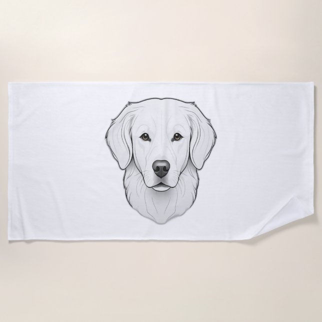 Minimalist Golden Retriever Beach Towel (Front)