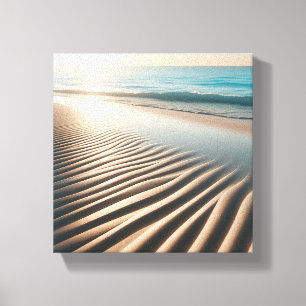 Minimalist Golden Sand Ripples on Tropical Beach  Canvas Print