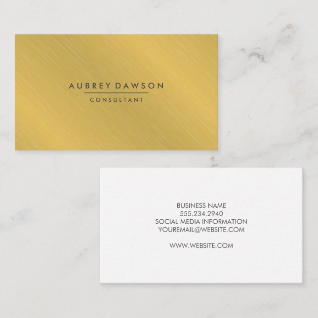Minimalist Golden Texture Business Card (Front/Back)