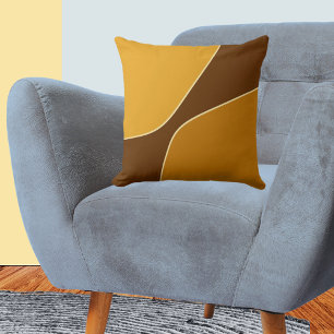 Minimalist Golden Yellow & Brown Quarter Shapes Cushion