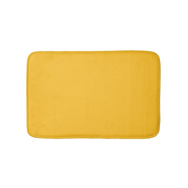 Minimalist golden yellow solid plain modern chic bath mat (Front)