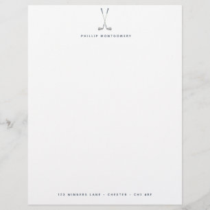 Minimalist Golf Clubs Personalised Custom Letterhead