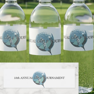 Minimalist Golf Coach Academy Metallic Blue Water Bottle Label