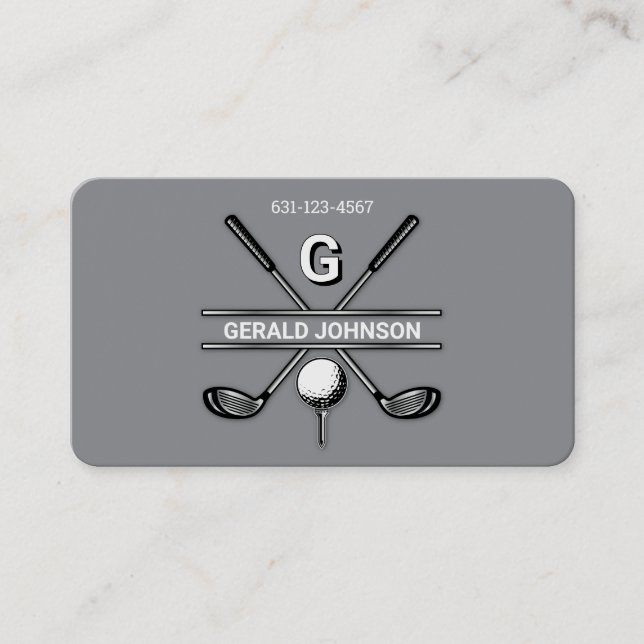 Minimalist Golf Monogram Design Business Card (Front)