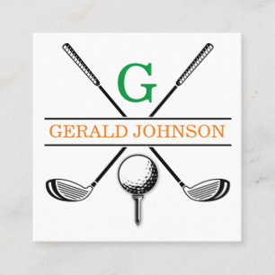 Minimalist Golf Monogram Design Square Business Ca Card