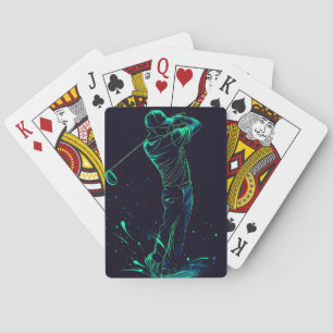 Minimalist Golfer Green Glow Silhouette Playing Cards
