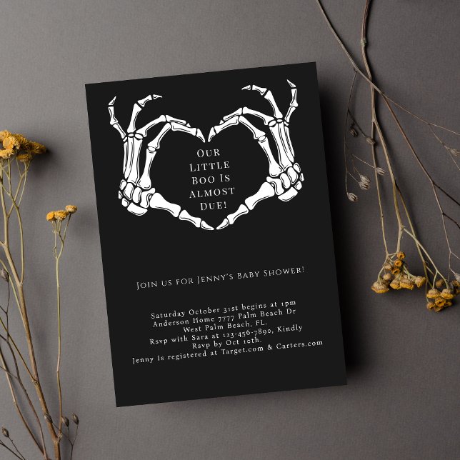 Minimalist Goth Skeleton Hands Baby Shower  Invitation (Creator Uploaded)