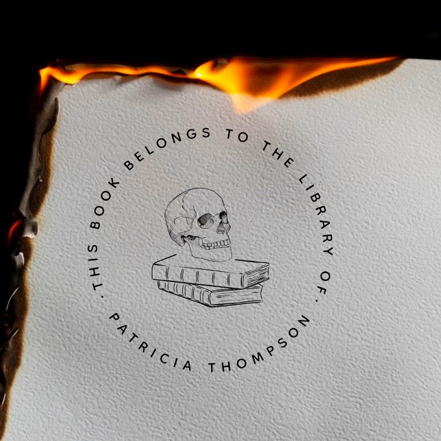 Minimalist Gothic Skull Book From The Library Self-inking Stamp (Creator Uploaded)