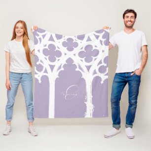 Minimalist Gothic Window Calligraphy Lavender Fleece Blanket