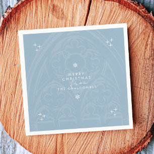 Minimalist Gothic Winter Fairytale Christmas Blue Napkin