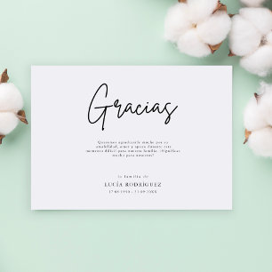 Minimalist Gracias Spanish Funeral Thank You Card